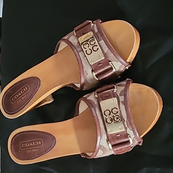 Coach Shoes - Coach mule wooden sandals
